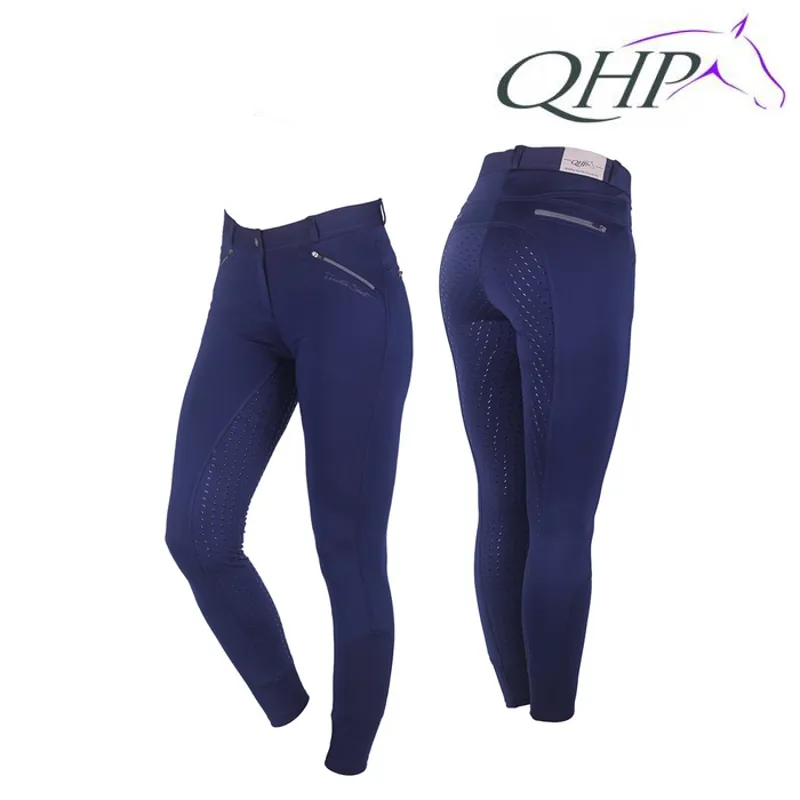 QHP Jaya Anti-slip Full Seat Breeches - Blue